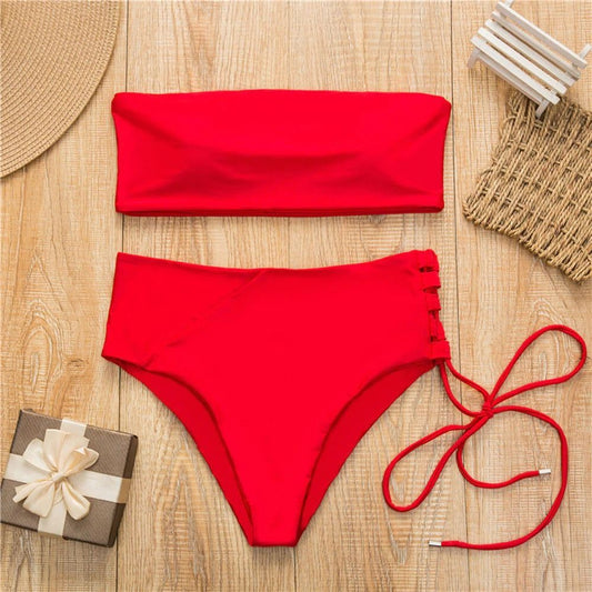 Costum de baie 2 piese, rosu, Melisa C50