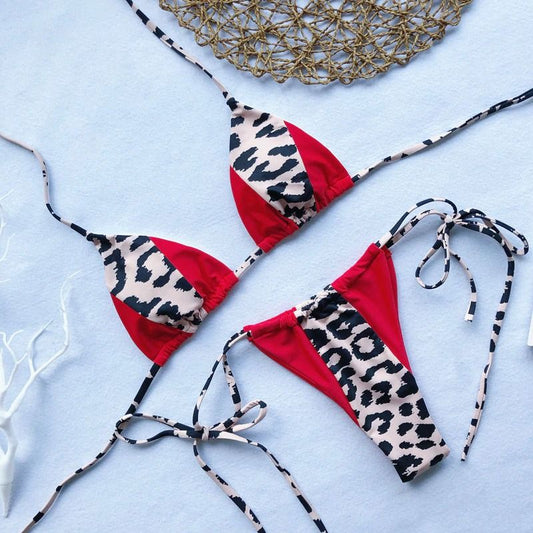 Costum de baie 2 piese, rosu, animal print, Regina C37