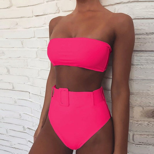 Costum de baie 2 piese, roz, Lavinia C36