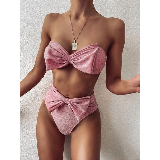 Costum de baie 2 piese, roz, Lizzia C48