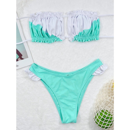 Costum de baie 2 piese, turquoise, Carline C49