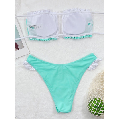 Costum de baie 2 piese, turquoise, Carline C49