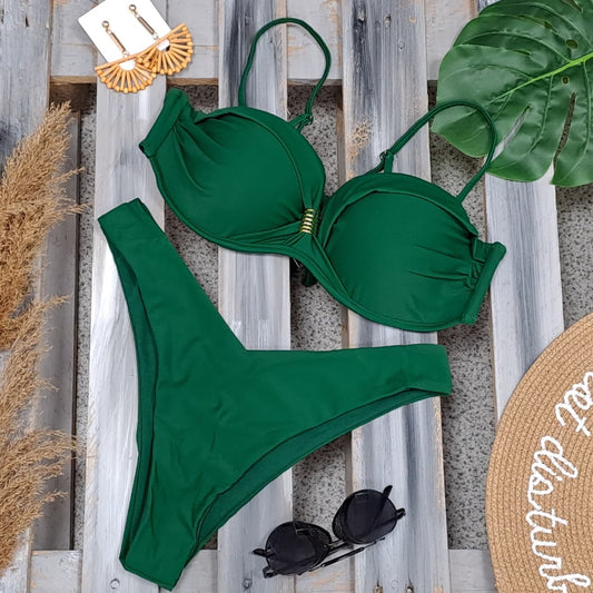Costum de baie 2 piese, verde, Emira C43