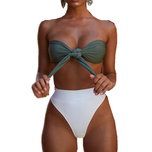 Costum de baie 2 piese, verde, Jule