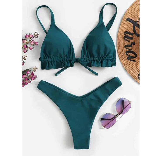 Costum de baie 2 piese, verde, Kitte