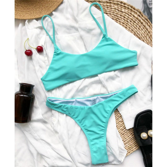 Costum de baie 2 piese, verde, Naia C37