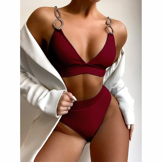 Costum de baie 2 piese, visiniu, Dagna C53 OUT