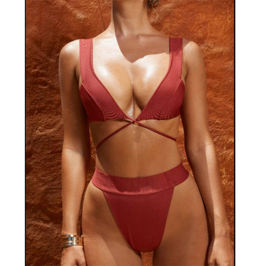 Costum de baie 2 piese, visiniu, Juanita