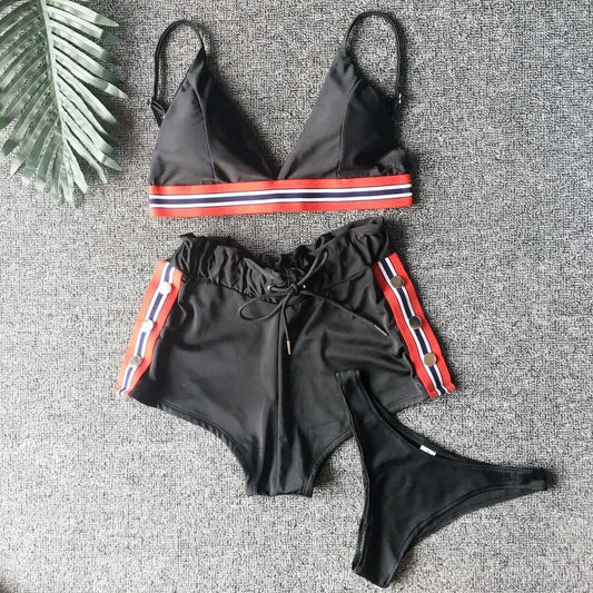 Costum de baie 3 piese, negru, Kajsa