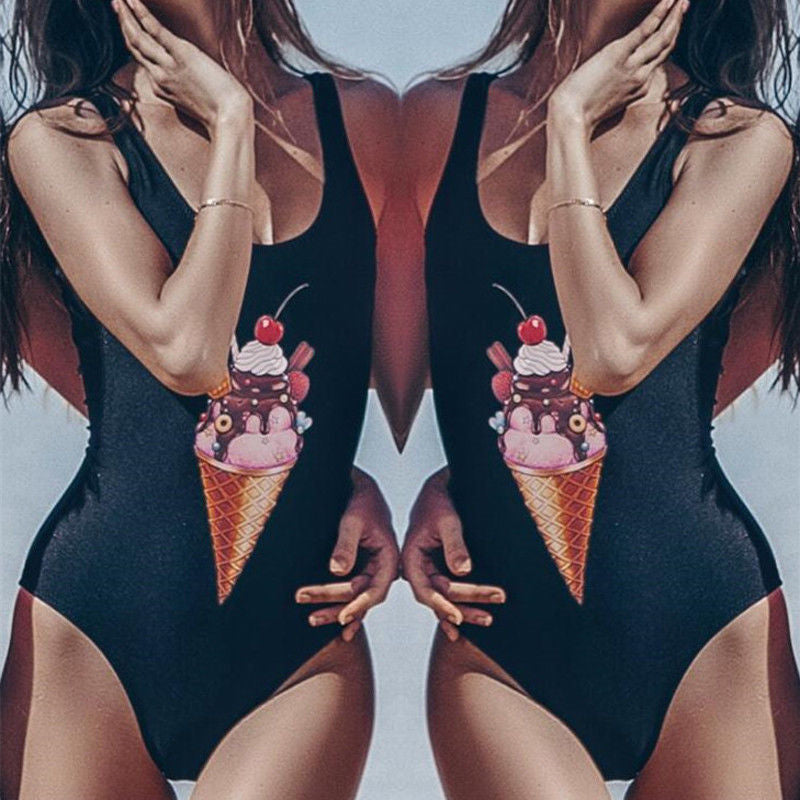 Costum de baie, intreg, desen inghetata, Arja C31