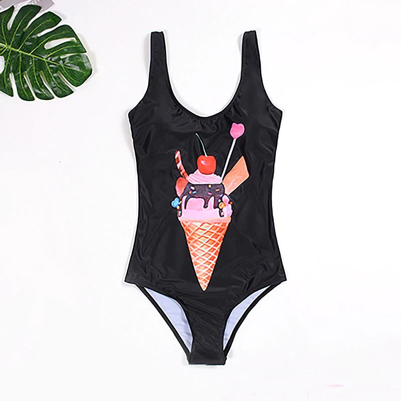 Costum de baie, intreg, desen inghetata, Arja C31