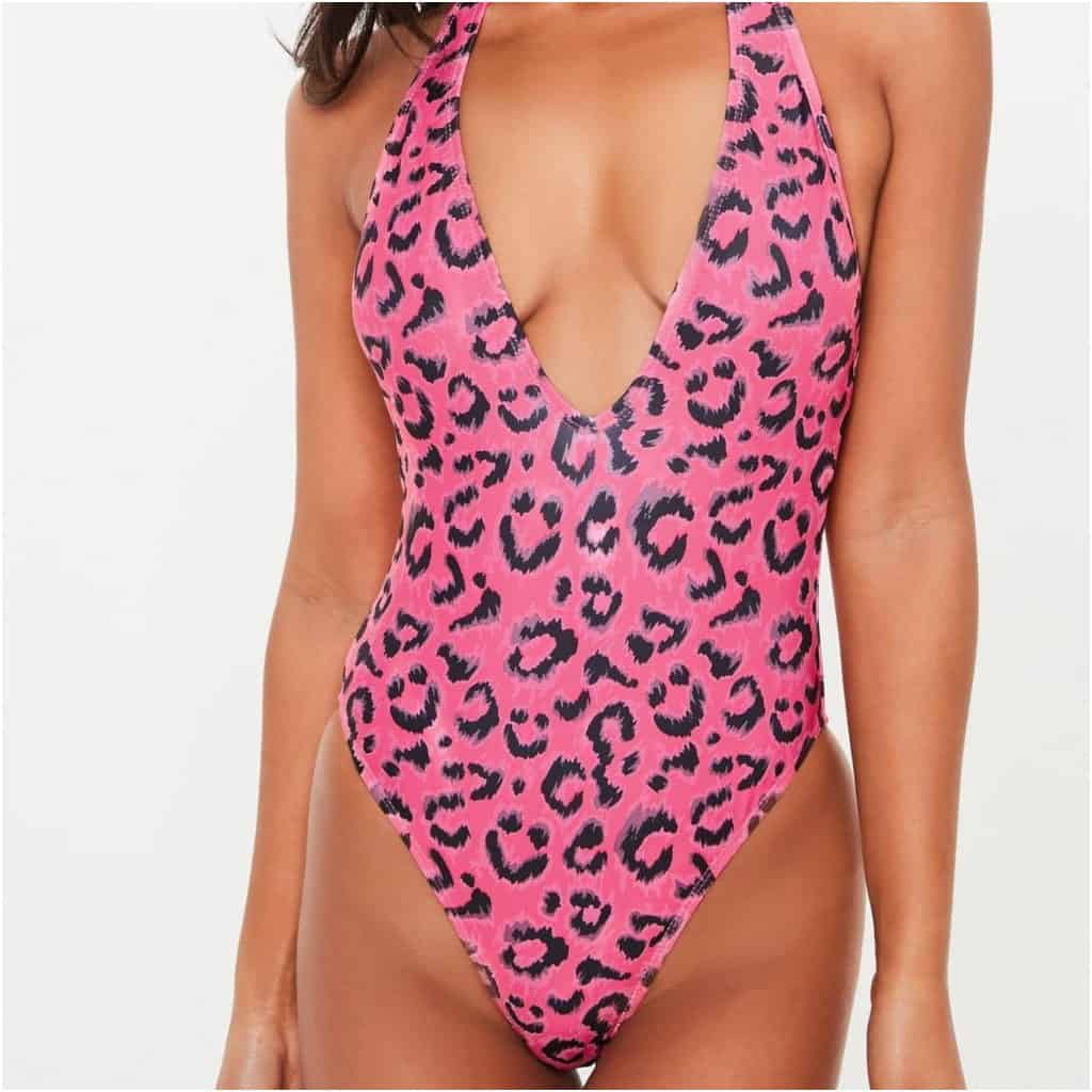 Costum de baie intreg, roz, animal print, Enny C38 OUT