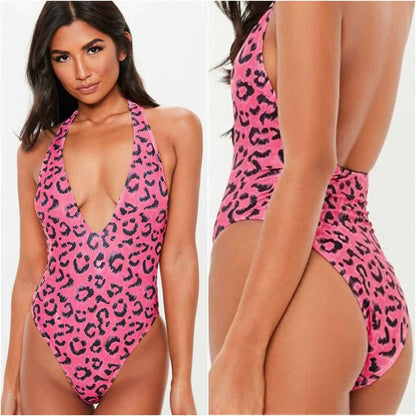 Costum de baie intreg, roz, animal print, Enny C38 OUT