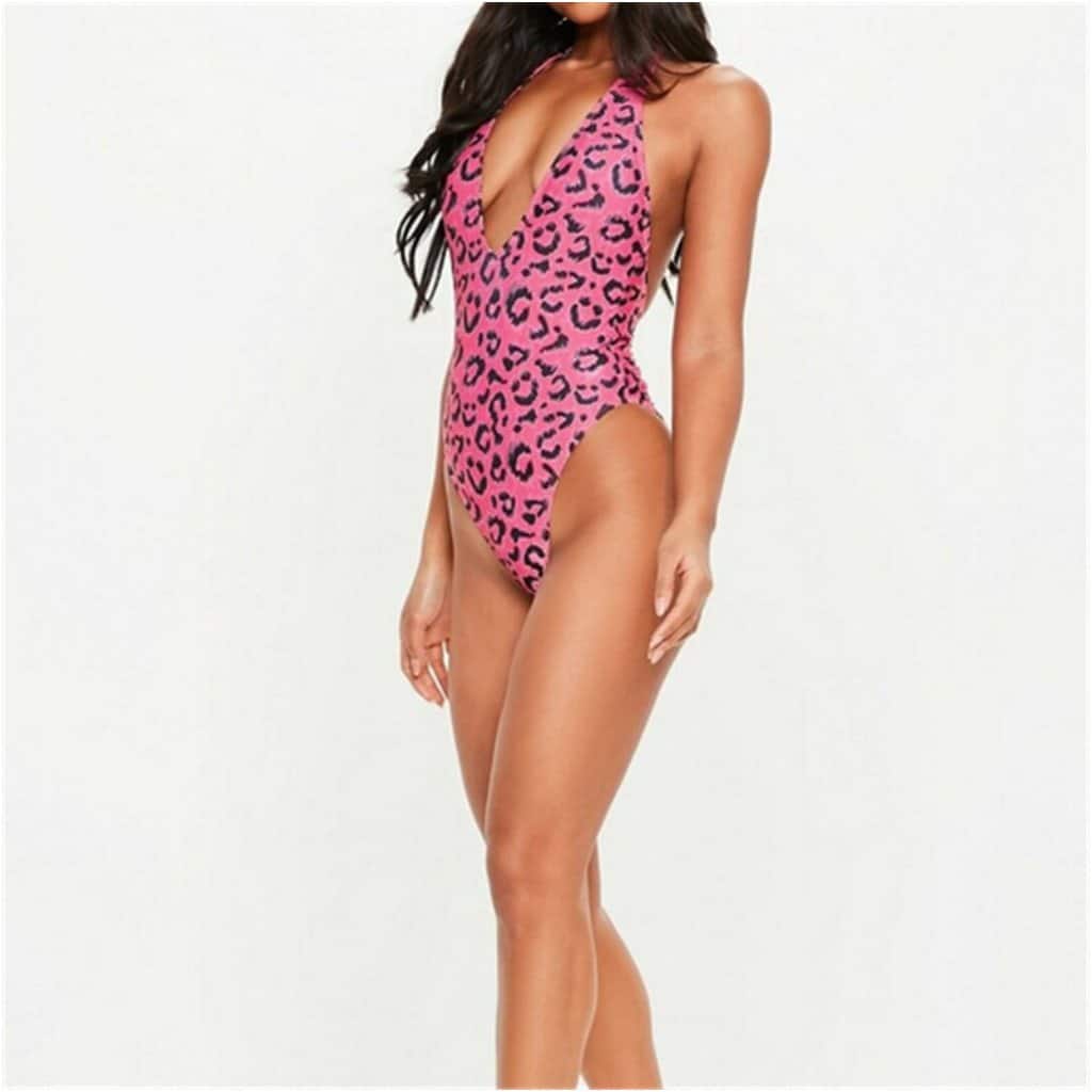 Costum de baie intreg, roz, animal print, Enny C38 OUT