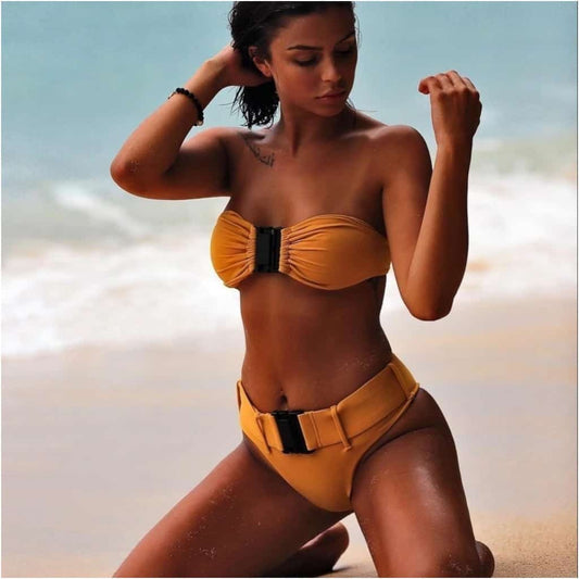 Costum de baie 2 piese, galben, Ernestine C48