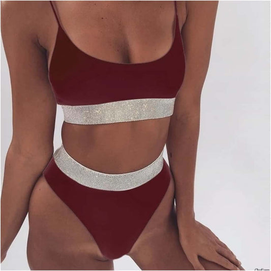 Costum de baie 2 piese, visiniu, Evamaria