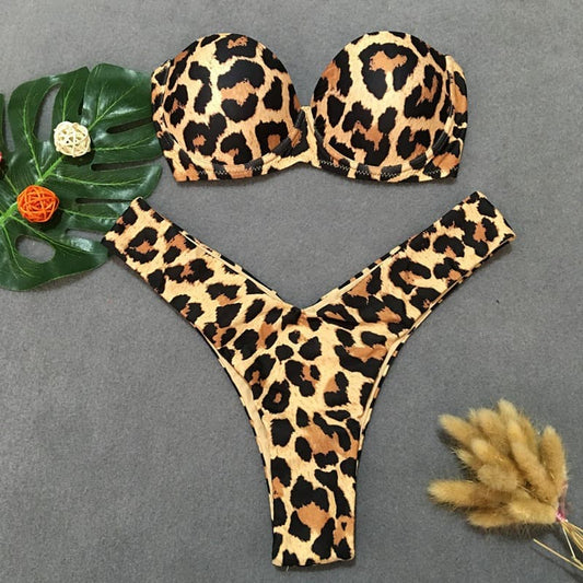 Costum de baie 2 piese, animal print, Fabia C47