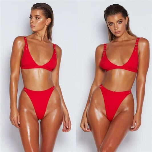 Costum de baie 2 piese, rosu, Fania C47