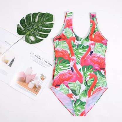 Costum de baie intreg, verde, flamingo, Florinda C41