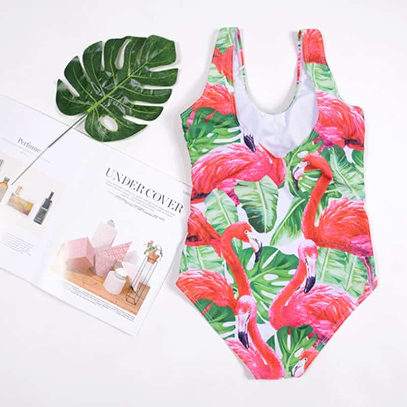 Costum de baie intreg, verde, flamingo, Florinda C41