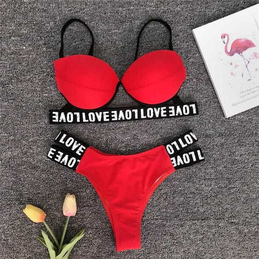 Costum de baie 2 piese, rosu, Gerdina C44