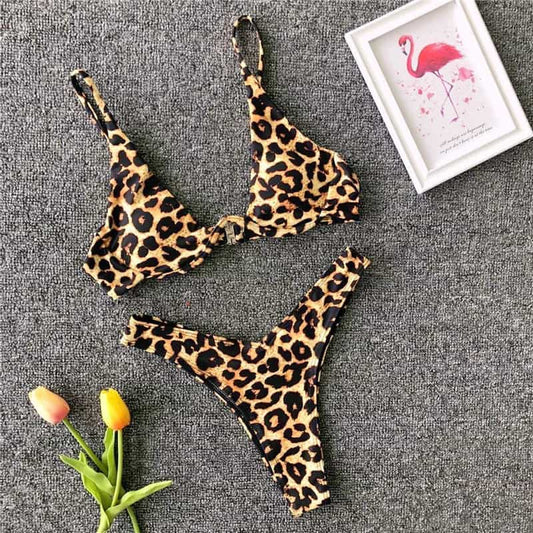 Costum de baie 2 piese, maron, animal print, Gerdine C42