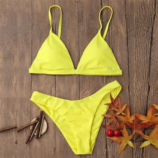 Costum de baie 2 piese, galben, Glennie