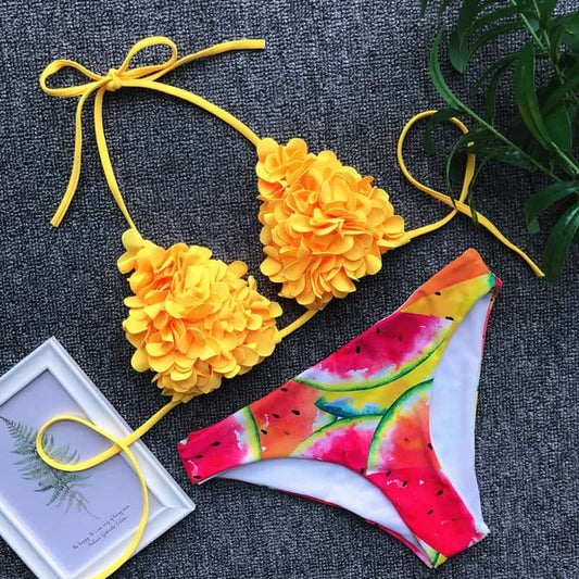 Costum de baie 2 piese, pepene rosu, Grith