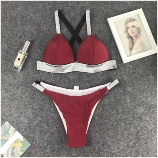 Costum de baie 2 piese, visiniu, Gurid C35