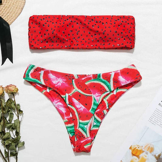 Costum de baie 2 piese, pepene rosu, Heddy OUT