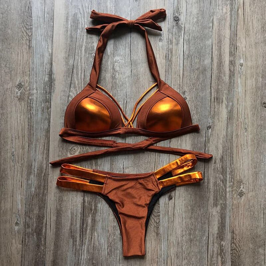 Costum de baie 2 piese, maron, Helina