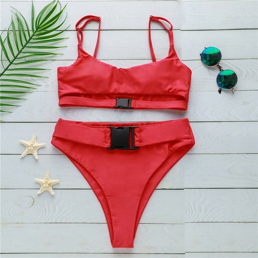 Costum de baie 2 piese, rosu, Jonny C37