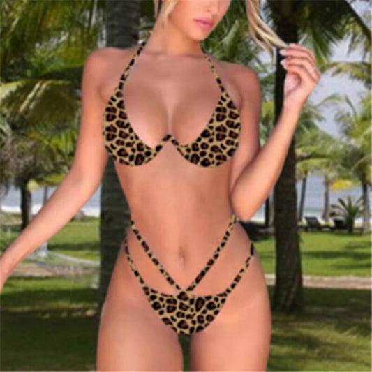 Costum de baie 2 piese, maron, animal print, Jorit C40 OUT