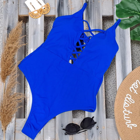 Costum de baie intreg, albastru, Emy C44