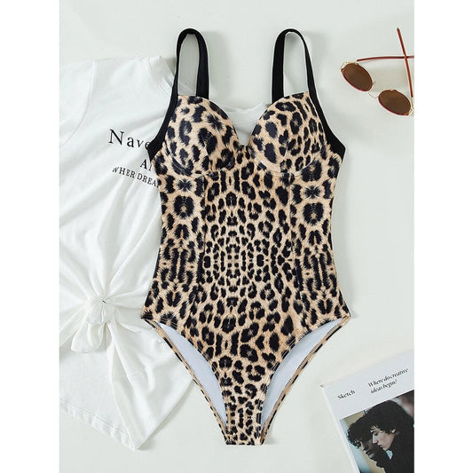 Costum de baie intreg, bej, animal print, Felisa C56