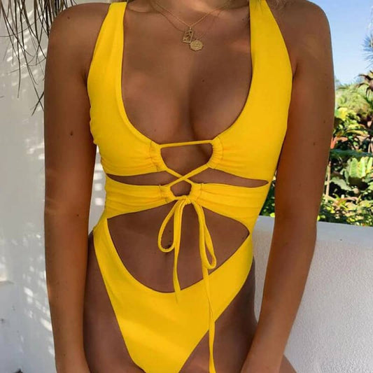 Costum de baie intreg, galben, Leene C34 OUT
