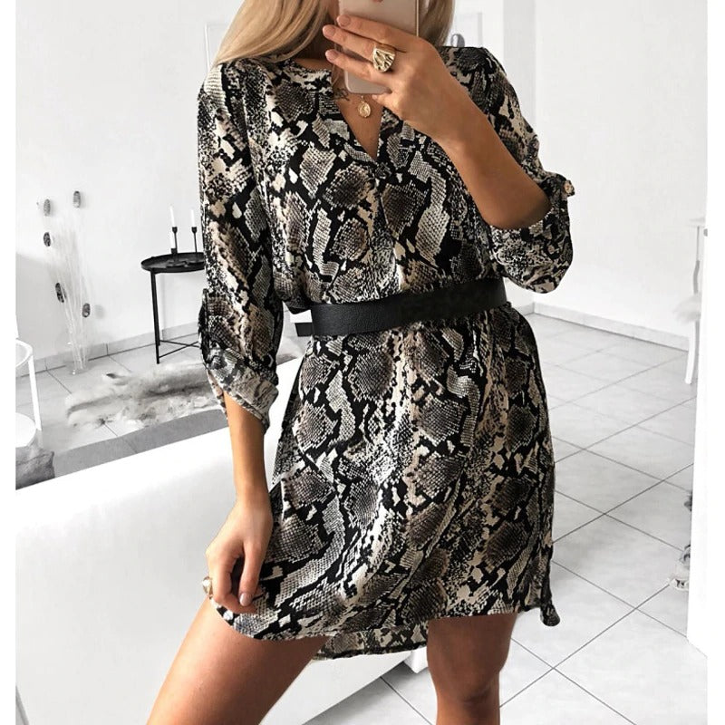 Rochie gri, animal print, Dorathea C22